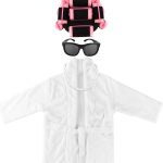 Adolala Newborn Photography Props 4 PCS Photoshoot Outfits Bathrobe Baby Curler Hat Bead Necklace Glasses Costume Sets